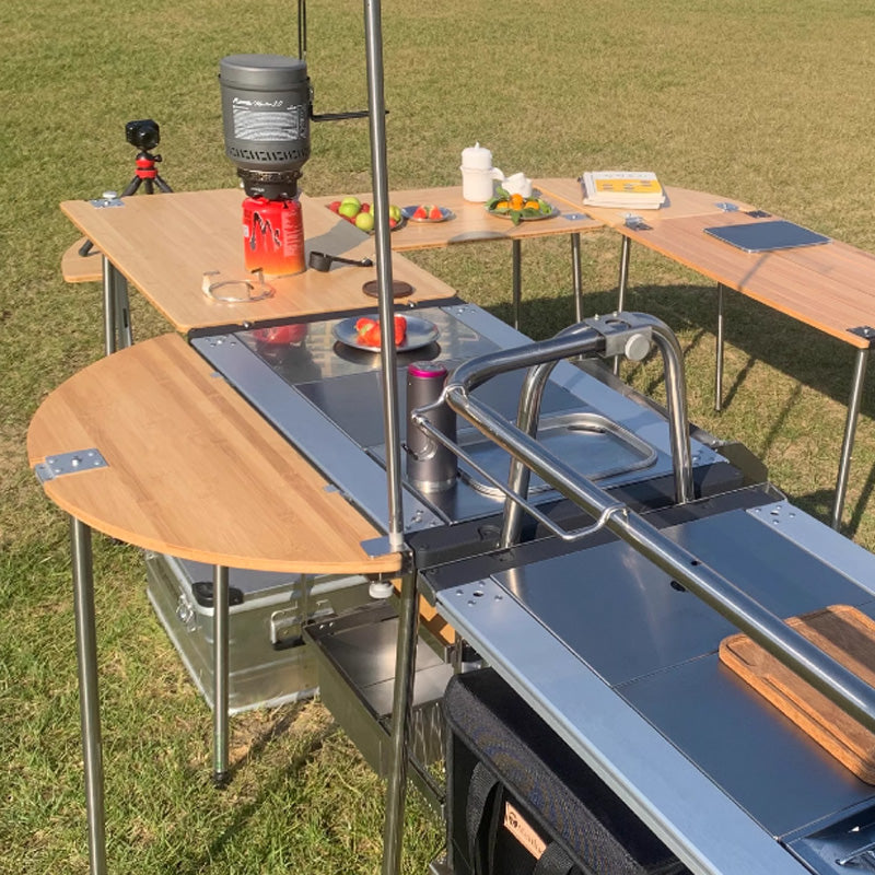 3 Unit Semi Circle Bamboo Sliding Table w/Bag (2 Pieces)