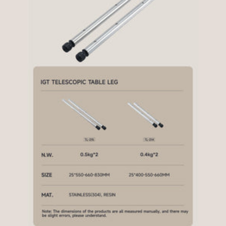 Adjustable leg Long 550/660/830 MM(PAIR)