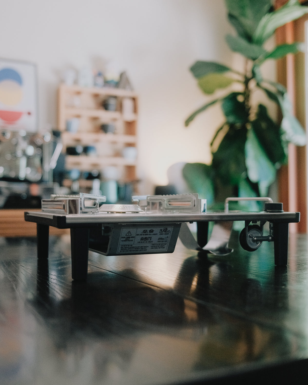 Kovea Portable IGT Table Stove used as a standalone tabletop stove indoors