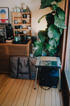 Kovea Portable IGT Table Stove on a compact IGT setup in a home kitchen corner
