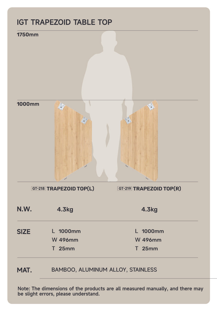 Left Trapezoid Bamboo Table (1 Piece)