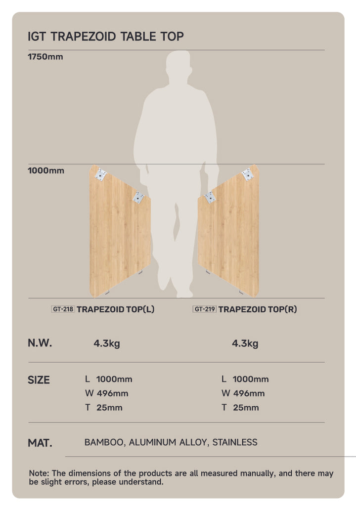 1 PIECE RIGHT TRAPEZIOD TABLE W/ BASIC BAG